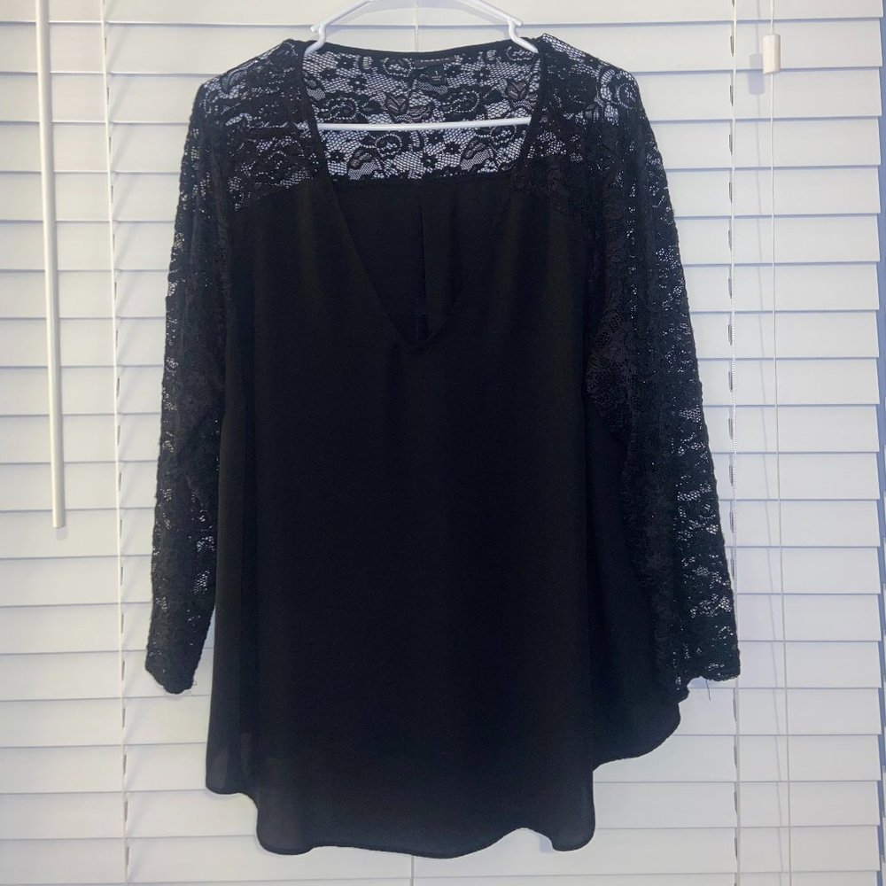 Black Lace Long Sleeve Top Torrid Plus Size 1